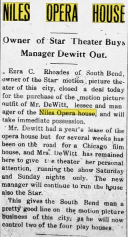 Niles Opera House - Dec 22 1910 Changes Hands (newer photo)